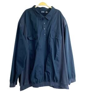 Harbor Bay Hybrid Pullover Long Sleeve Shirts Men 5XLT Navy Dadcore Old Money